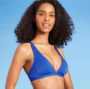 Juniors' Metallic Bralette Bikini Top Xhilaration Blue Size XS (00) - Picture 1 of 5