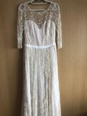 Marchesa Notte Glitzer Maxi Abendkleid formell Pailletten weiß Größe US 6 # V... - Bild 1 von 3