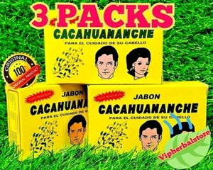 3 Soaps Cacahuananche jabon 3.17oz each Gray Hair Oscurece Canas 100% Original - Picture 1 of 3
