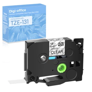 Compatible with Brother Black on Clear TZ TZe-131 Label Tape 1100 - Picture 1 of 12