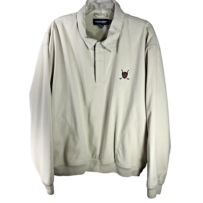 Ralph Lauren Polo Golf XL Beige Windbreaker Pullover Snaps Mesh Lining Logo Mens - Image 1 of 4
