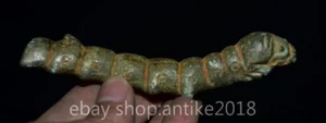 4.2 " Rare Old China Bronze Ware Dynasty Palace Animal Silkworm Statue - Picture 1 of 10