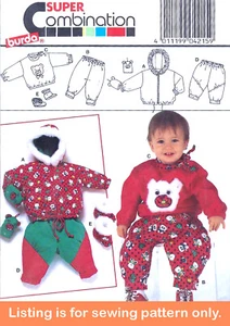 SEWING PATTERN Baby Clothes - Winter Coat Hood Mittens Sweatsuit Teddy Bear 4215 - Picture 1 of 2
