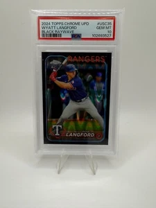 2024 Topps Chrome Update Black RayWave 9/10 Wyatt Langford (RC) PSA 10 Pop 1! - Picture 1 of 2