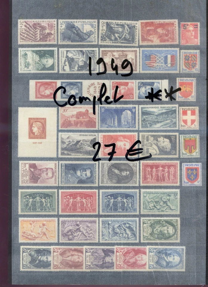210624 ANNEE  1949     COMPLETE TOUS LES TIMBRES SONT LUXES** GOMME ORIGINALE - Photo 1/1