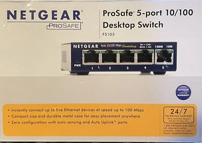 NetGear ProSafe 5 Port Switches - both Gigabit (GS105) and Fast Ethernet (FS105) - Image 1 of 4