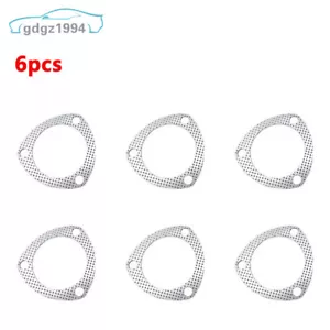 6pcs 3" 76mm Reinforced 3 Bolt Exhaust Flange Gasket Downpipe Fire Ring Repair - Picture 1 of 7