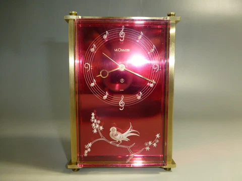 VINTAGE JAEGER LECOULTRE 8 DAY MUSICAL ALARM CLOCK REUGE MUSIC BOX BIRD FRONT Cover