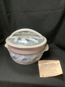 Handmade Pottery Rice Cooker, Steamer, Gray & Blue, Recipes Inside - Picture 1 of 8