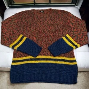 NEW Diesel Orange Blue Yellow Rugby Stripe Alpaca Wool Blend Sweater Men Size XL - Picture 1 of 6