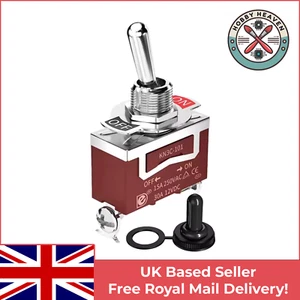 Waterproof Toggle Switch 12V DC 30A Heavy Duty 125V AC 20A SPST 2 Pin ON Off - Picture 1 of 3