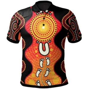 Aboriginal Style pattern Printed Polo Shirt AB7003-41 - Picture 1 of 2