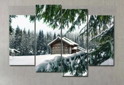 Многофункциональный панельный принт горнолыжный курорт шале каюта холст настенное искусство горный снег 5 шт. - Изображение 1 из 4