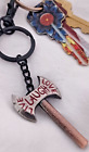 Metal Battle Axe Satirical Keychain / Pendant Live, Laugh, Love plated/enameled