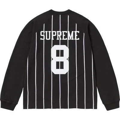Top Supreme FW24 Rayas Raglán Manga Larga Algodón Cuello Redondo Negro Talla XXL EN MANO Foto 1 de 4
