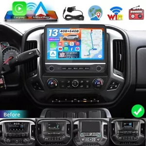 For 2014-2018 Chevrolet Silverado GMC Sierra Carplay 4+64G Radio GPS Android 13 - Bild 1 von 15