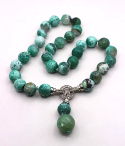 Collier Edelstein grüner Achat Halskette Kette - Bild 1 von 6