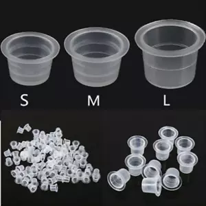 100/200/300X Tattoo Farbkappen Ink Cups Tattoo Zubehör Tattoofarbe Größe S/M /L - Bild 1 von 12