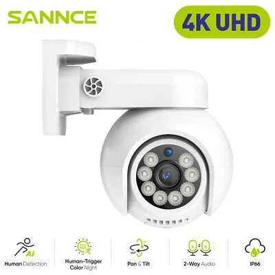SANNCE 4K POE AI Security Camera 8MP PT Car Tracking Night Vision 2-Way Audio - Image 1 of 4