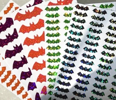 Holographic Sparkle Bat Stickers - Choose a Size - Halloween/Fall Crafts