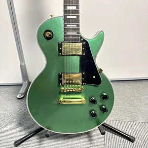 LP Grün Silber Pulver E-Gitarre Gold Teile HH Tonabnehmer Intarsien Griffbrett - Bild 1 von 15