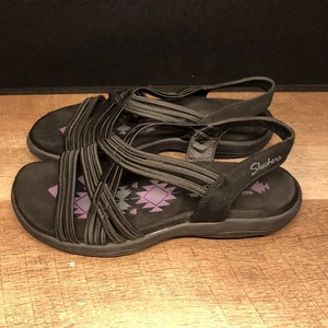 Skechers Womens Reggae Slim Simply Stretch Slip On Sandals Black Sz 7 - Picture 1 of 19