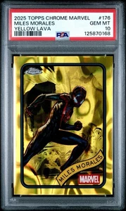 2025 TOPPS CHROME MARVEL YELLOW LAVA #176 MILES MORALES PSA 10 - Picture 1 of 2