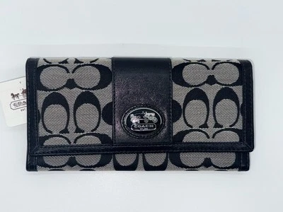 NWT Coach 44001 SUTTON Signature Slim Envelope Wallet Black White ID Credit Card - Image 1 of 4