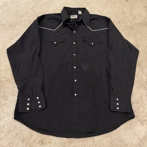 Camisa Ely Cattleman Para Hombres XL Negra Perla Bordada a Presión Western Rodeo - Imagen 1 de 7