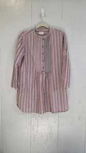 Tylho Anthropologie Long Sleeve Dress Size S Boho Striped Pintuck Cotton  - Picture 1 of 12