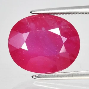 💎 5.00ct 11.5x9.7mm Oval Pinkish Red Ruby - Heated Glass Filling Madagascar Gem - Picture 1 of 4