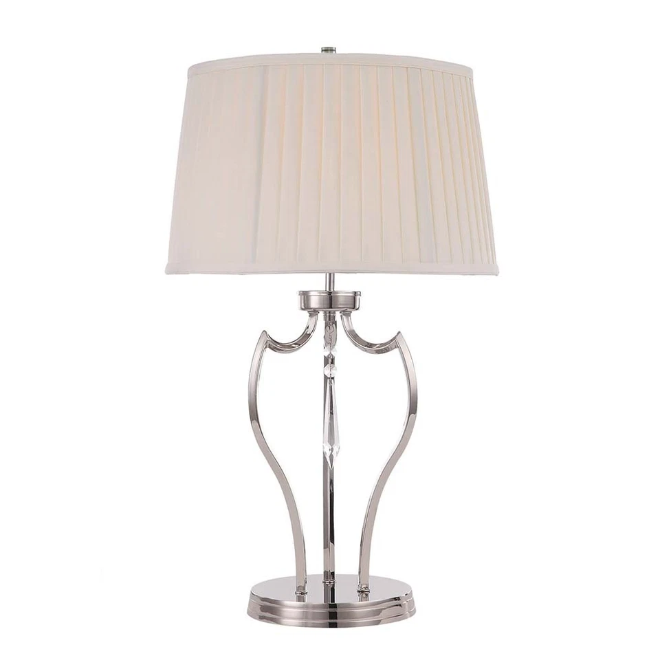 Luce da Tavolo Lampada Lato Lampada da Soggiorno Ottone Cristalli Nichel H 60 CM - Immagine 1 di 1