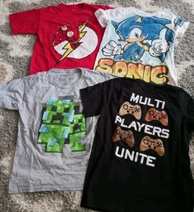 Lot Of 5 Boys Youth T-shirts Sz L 10/12 Super Hero Flash SONIC Gaming - Picture 1 of 6