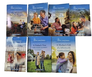 Harlequin Love Inspired Romance Novels Lot 7 Larger Print Fantasy Wholesome - Picture 1 of 8