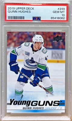 2019-20 Upper Deck Series One Quinn Hughes Young Guns Rookie PSA 10 - Image 1 of 2