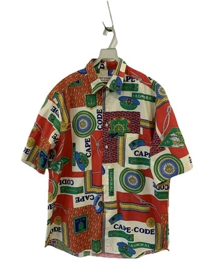 West Coast Made in Italy Vintage Nautical Print Shirt Cape Cod Admiral Sz L #C8 - Image 1 of 4