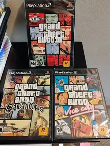 Grand Theft Auto Trilogy PS2 PlayStation 2 GTA 3 San Andreas Vice City SEALED - Picture 1 of 4
