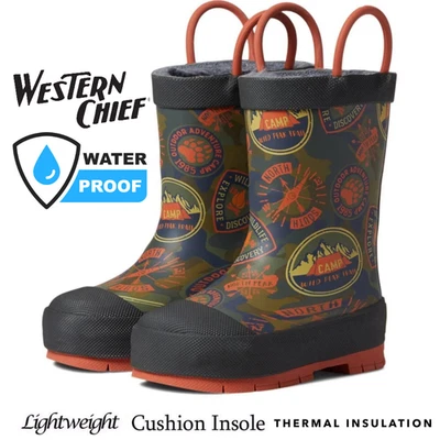 WESTERN CHIEF BOYS WATERPROOF WELLINGTONS THERMAL WELLYS KIDS RAIN SNOW MUCKER BOOTS WALKING