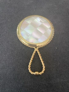Vintage Handspiegel Perlmutt goldfarben - Bild 1 von 5