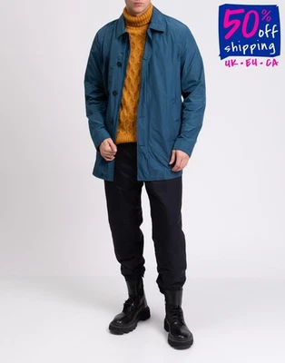 RRP€475 WOOLRICH  Car Coat US-M EU-L Blue Lightweight Full Zip Collared - Image 1 of 4