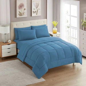 5 Piece Comforter Set Bag Solid Color All Season Soft Down Alternative Blanke... - Picture 1 of 6