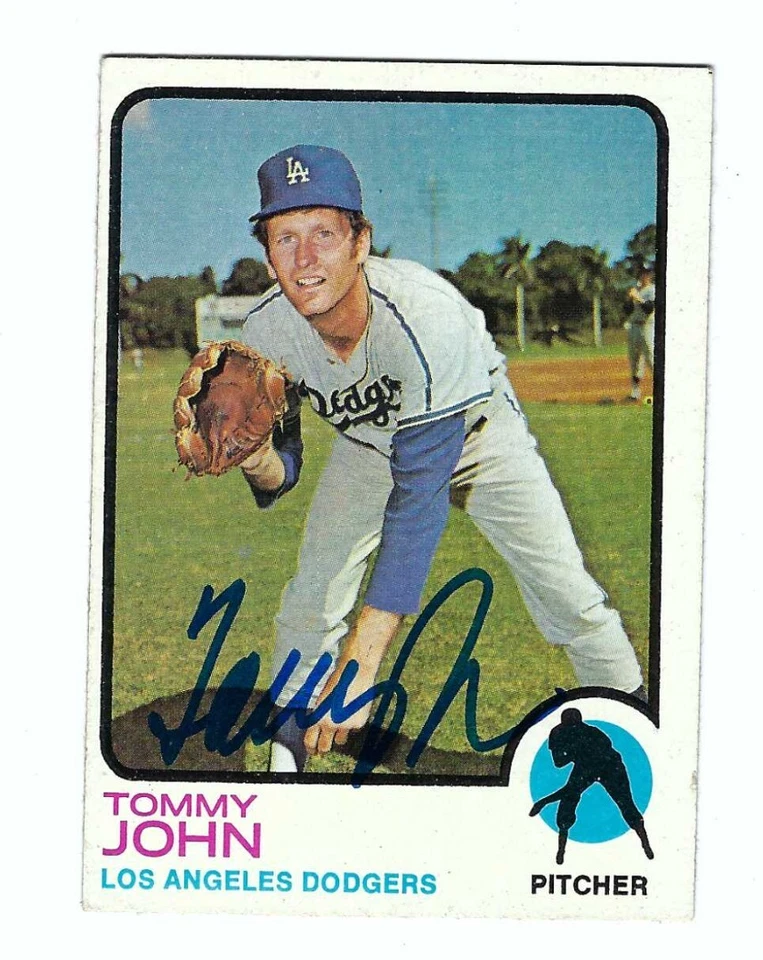 Autographed 1973 Topps Tommy John Los Angeles Dodgers Card #258 - w/COA - Image 1 of 1