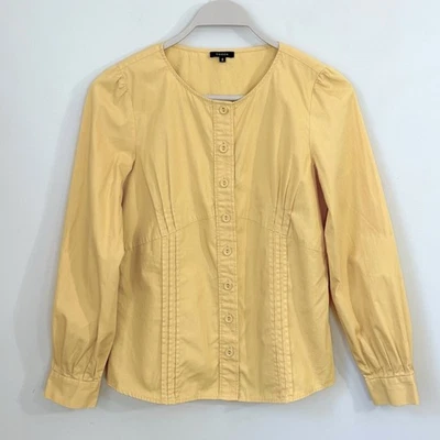 Tocca Pleated Button Front Blouse 8 Maize EUC Cotton Prairie Cottagecore - Image 1 of 4