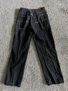 Vintage JNCO Jeans 29x28 Size 20 Black 90s Embroidered Skater Y2K - Picture 1 of 14