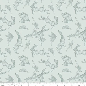 SWEET SPRING RABBITS ~ Light Green Background ~ Riley Blake ~Sketched Hare Bunny - Picture 1 of 1