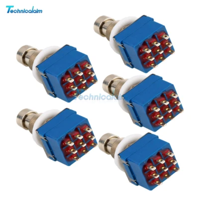 5PCS 3PDT 9-pin Guitar Effects Pedal Box Stomp Bypass Foot Metal Switch Pedals - Bild 1 von 4