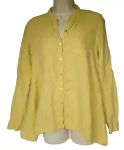 EILEEN FISHER XXS Organic Irish Linen Button Down Top Yellow Minimalist Lagenloo - Bild 1 von 21