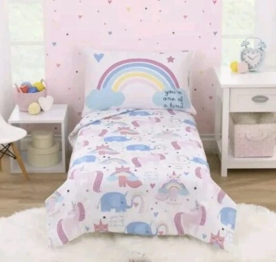Juego de ropa de cama de 3 piezas Parents Choice para niña rosa unicornio corazón amor niño pequeño nuevo Foto 1 de 4