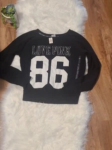 Sudadera para mujer Victoria's Secret rosa talla LG negra amor rosa 86 nueva con etiquetas - Imagen 1 de 6