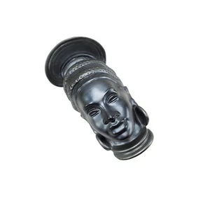 Ceramics by Verne Oshkosh WI Metallic Gray Nubian African Pottery Mask Queen - Picture 1 of 7